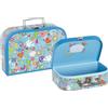 goki 51444 - Set di 2 valigie Love and Peace, robuste valigie in design retrò