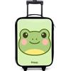 NoBoringSuitcases.com NoBoringSuitcases© Valigia Per Bambini Compatto Bagaglio Ultraleggero | 48x31x19 cm - Trolley A Mano Rigidi LED Ruote Valigie Neonato - Ragazzo - Kawai - Rana - Verde