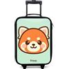 NoBoringSuitcases.com NoBoringSuitcases© Valigia Per Bambini Compatto Bagaglio Ultraleggero | 48x31x19 cm - Trolley A Mano Rigidi LED Ruote Da Viaggio - Ragazzo - Kawai - Panda rosso - Verde