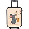 NoBoringSuitcases.com NoBoringSuitcases© Valigia Per Bambini Compatto Bagaglio Ultraleggero | 48x31x19 cm - Trolley A Mano Rigidi LED Ruote Da Viaggio - Ragazzo - Mouse - Sassofono - Musica