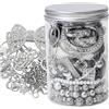 Ameble Barattolo per Gioielli Vintage con Contenitore Trasparente, assortimento a Sorpresa per Donna, Scatola Elegante, portagioielli e Pezzo da Collezione - Argento