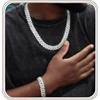 DIDISEE Catena e bracciale cubani in oro e argento per uomini e donne, collana con diamanti ghiacciati Miami cubano hip hop gioielli