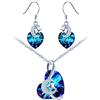 MICSAVI Collana Orecchini Set Parure di Gioielli in Cristallo a forma di Cuore con Stella Luna Orecchini Pendenti Set di Gioielli in Argento 925 per Donne Ragazze