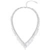 COOLSTEELANDBEYOND Collana da Donna con Frange di Cristallo Scintillanti, Choker con Strass a V Brillante, Accessorio Statement Glamour da Sposa, Stile Gala Formale, Regalo per Lei