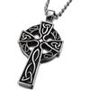 COOLSTEELANDBEYOND Ciondolo Croce Celtica, Collana con Pendente Croce da Uomo, Celtico Irlandese Nodo, Acciaio Inossidabile, Palla Catena 60CM