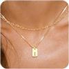 Generic Collane iniziali in oro per donne Non si ossidano, Collana con pendente a lettera quadrata delicata 14K Impermeabile AZ Catena sottile alla Nome Gioielli personalizzati per ragazza s