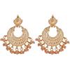 Touchstone Bollywood indiano tendenze fresche realizzato a mano ispirato all'era lavoro in rete Moon Chaand motivo perline color pesca gioielli di design orecchini pendenti in tono oro per le donne.