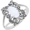 Esse Marcasite Anello vittoriano in argento Sterling con opale e marcasite