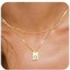 Generic Collane iniziali in oro per donne Non si ossidano, Collana con pendente a lettera quadrata delicata 14K Impermeabile AZ Catena sottile alla Nome Gioielli personalizzati per ragazza s