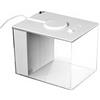 KESOTO Mini Acquario per Pesci con Design Salvaspazio Pompa Acquatica Integrata Luce a Led Regolabile E Duratura Vasca in Materiale Sintetico Trasparente Adatto per Scrivania, Bianco, 15x11x13cm