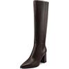 QUEEN HELENA Stivali Alti con Tacco Largo Donna K5038 | Tacco largo di 6,5 cm, gambale alto, punta affusolata, tomaia liscia e cuciture laterali a vista