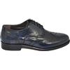 Malu Shoes Scarpe Uomo Stringate Francesina Vera Pelle abrasivata Blu Made in Italy Fondo Antiscivolo Vero Cuoio Cerimonia Elegante