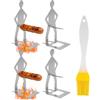 YEONIN 4 Supporti per Salsicce in Acciaio Inox, con Pennello per Olio in Silicone | Divertenti Supporti per Barbecue, Accessori per Barbecue, per Campeggio, Picnic all'aperto, Giardino