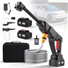 Sweylomi Idropulitrice a Batteria, 1100 PSI 500L/h, con 2 Batterie da 4,0 Ah, Ugello Girevole 6 in 1, Spruzzatore di Schiuma, Tubo da 5 m, Idropulitrice Portatile per Auto, Terrazza, Finestre, Giardino