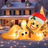 Wabolay Gonfiabili natalizi da 3 m, decorazione per esterni, a forma di omino di pan di zenzero, gigante, gonfiabile, decorazione natalizia con luci LED integrate, per esterni, prato, feste, vacanze