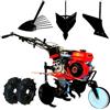SAKAWA Motocoltivatore avviamento elettrico 3V Ruote + Scavapatate + Assolcatore + Versoio