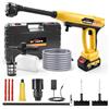 SYNJAUPO Idropulitrice a Batteria 21V con funzione di Gonfiaggio Pneumatici, 360 L/h | Motore Brushless, Ugello 6 in 1, Display Digitale, Tubo Flessibile da 5 m, Portatile, per Auto, Terrazze e Pulizie Esterne