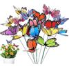 Yunzhou1230 Yunzhou, 24 farfalle da giardino su bastoncini, ornamento a farfalla e PVC impermeabile decorativo colorato giardino pali per vasi di fiori/piante/cortile/giardini fatati