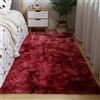 Hiseng Tie-Dye Shaggy Tappeto per Soggiorno, Soffice Peloso Ultra Molle Antiscivolo Tappeti Moquette per Soggiorno, Camera da Letto, in Tinta Unita, Antiscivolo (50x160cm,Bordeaux)
