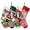 Mostop Confezione da 4 calze natalizie a maglia, 45,7 cm, a treccia, renna, fiocco di neve, pupazzo di neve, calze natalizie con 20 supporti a stella per Natale, vacanze, feste di Natale, decorazioni
