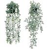 TAOYAOYAO Piante Artificiali da Appendere, 2 Eucalipto e Mandragora | Vaso di Fiori Nero, Decorazione per Soggiorno, Bagno, Camera da Letto, Cucina