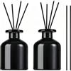 Yohcpi Set 2 Diffusori Vetro Nero Lucido 150ml con 10 Bastoncini | Bottiglie Diffusore Vuote per Oli Essenziali, Aromaterapia e Profumazione Ambienti Casa Ufficio Soggiorno Camera Bagno