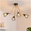 ANWIO Lampada a Sospensione a Bracci Regolabili 4 Luci, Lampadario Moderno con Paralume in Rete Nero e Oro, Orientabile, Attacco E14, Ideale per Cucina, Soggiorno e Sala da Pranzo(Senza Lampadina)