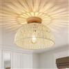 TONGNIDA Lampada da Soffitto Vintage in Corda di Canapa, Lampada a Sospensione Rustica Americana E26/27 Base, Plafoniera Intrecciata a Mano Diametro 30 cm, Per Ristorante, Caffè, Decorazione per La