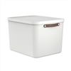 Rotho Maloja - Scatola portaoggetti con coperchio, 55 l, colore: bianco | Impilabile, inseribile in altre scatole senza coperchio, maniglie, portata 40 kg, plastica con 99 % di materiale riciclato