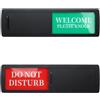 CRASPIRE Cartello Non Disturbare/Benvenuti per La Porta Messaggio sulla Privacy Adesivo Scorrevole Nero Cartelli Bussare Indicatore in Acrilico AntiGraffio per Casa Ufficio Sala Riunioni Sala
