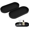 Kacerter 2 Pezzi Vassoio da Bagno, Vassoio Portaoggetti Decorativo in Silicone Nero Antiscivolo, Organizer Ovale per Lavabo, Vasca, Cucina, Toeletta, Profumi, Gioielli e Cosmetici