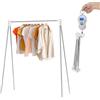 MIUUIPI Appendiabiti pieghevole, portatile, stabile, estensibile, in acciaio inox, per viaggi, campeggio, casa, lavanderia, non necessita di installazione (bianco)