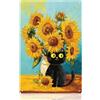 DOODLREAM Targa decorativa da parete in metallo con girasole e simpatico gatto nero, poster vintage in metallo per casa, camera da letto, soggiorno, dormitorio, regalo, 20 x 30 cm