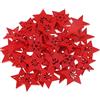 Milageto #N/A 50 stelle in legno vuote mini stella naturale non verniciata abbellimenti fai da te Natale ornamenti in legno, rosso, 30 mm