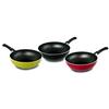 Barazzoni Wok 1 Manico Lungo Cm. 20 - 3 Colori I Piccinini - Padella per Saltare e Friggere - Diametro: 20 cm, Altezza: 6.6 cm - Antiaderente - Lavabile in Lavastoviglie
