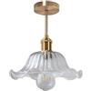 LIGINOK Plafoniera Vintage Industriale Plafoniere Moderno E27 Lampadario a Fiori Creativo Paralume in Vetro Trasparente Lampada da Soffitto Deco per Ingresso Corridoio,con unasta da 10 cm