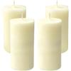 Xltionomix Set di 4 candele a colonna in cera di soia, 5 x 10 cm, avorio, inodore e senza fumo