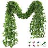 OSIITOSU Edera Finta Pianta Artificiale 20 Pezzi,42m Totale Int.& Esterno | Include 100 fascette plastiche,16 ghirlande di edera e 14 pothos artificiali,ideale per matrimoni, giardini e patii 81-foglie