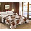 Tata Home Trapunta Invernale Fantasia Beige Imbottita 300 gr/mq Stampata in Morbida Microfibra di Poliestere Misura Letto 1 Piazza e Mezza 210x260 cm Dis. quadri marroni