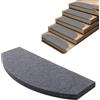 Haoppmof 15 tappetini autoadesivi per gradini, semicircolari, 60 x 24 cm | Tappetini per gradini, autoadesivi, morbidi tappetini per scale, per gradini in legno, nastro adesivo antiscivolo