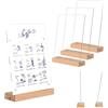 Dwitkul 6 Pezzi Espositore Plexiglass A6 Legno T forma Porta Cartelli in Acrilico Porta Menu da Tavolo con Base in Legno Supporto per Cartelli A6 in Acrilico