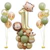 Syutokul Wild One - Set di palloncini per il primo compleanno, motivo: animali della giungla, 101 cm, color oro champagne con numero 1 per ragazzi