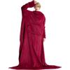 Bedsure Coperta Pile Con Le Maniche -Coperta Indossabile 170x200 Rosso, Plaid Flanella DIvano con Le maniche Morido e Caldo in Microfibra
