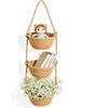 momgyaamz Portaoggetti da Appendere, Porta Borse Porta Oggetti Bagno 3 Livelli in Corda di Cotone, Organizzatore da Parete Sospeso per Muro, Soluzione Salvaspazio per Armadio Bagno e Camera, Colore Cach