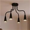 ANWIO Lampadario da Soffitto, 4 Luci, Attacco GU10 Nero(Lampadine Escluse) | Lampadario, tubi flessibili neri che possono essere piegati a piacere, per Soggiorno, Camera da Letto, Corridoio e Cucina