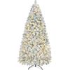 Yaheetech Albero di Natale Innevato 250 LED 183cm Base Metallo Verde Bianco | Effetto Neve Realistico, 8 Modalità Luminose Regolabili, 780Rami Folti Ignifugo, Base Stabile per Soggiorno Vetrine e Esterni