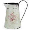 Moritz Annaffiatoio decorativo vintage in metallo, 20 cm, motivo rosa, stile shabby chic, effetto usato, vaso per fiori secchi, vaso per fiori secchi, in stile rustico, colore verde menta, decorazione
