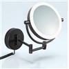 Libaro Modena Specchio Ingranditore da Parete a LED - Specchio Trucco Girevole a 360° con Dimmer, Luce Naturale e Ingrandimento per Make-up e Rasatura (nero 5x / 10x)