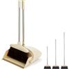 Yuragim Set di scopa e paletta con manico e paletta con manico lungo 137 cm, set di paletta e paletta per la pulizia della casa e dell'ufficio (beige)