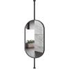 Gaommini Specchio ovale nero per toeletta da bagno, specchio da parete con struttura in metallo con asta per appendere al soffitto, specchi decorativi in vetro Specchi galleggianti per la casa o l'hotel(40cm